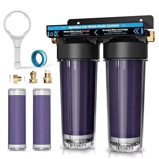 Spotless Water System 洗车用 去离子滤水器 带树脂 洗车用去离子器 便携式去离子水系统 适用于摩托车、房车、无需毛巾干燥