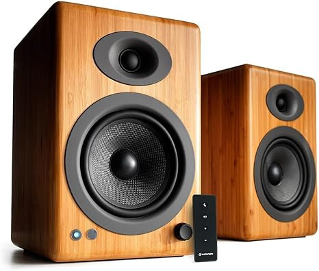 Audioengine A5+ 无线蓝牙书架扬声器 - 优质 150W 立体声扬声器适用于音乐、游戏、转盘、家庭影院系统 - 强大的工作室监视器